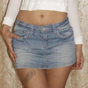 2000s mini denim skirt